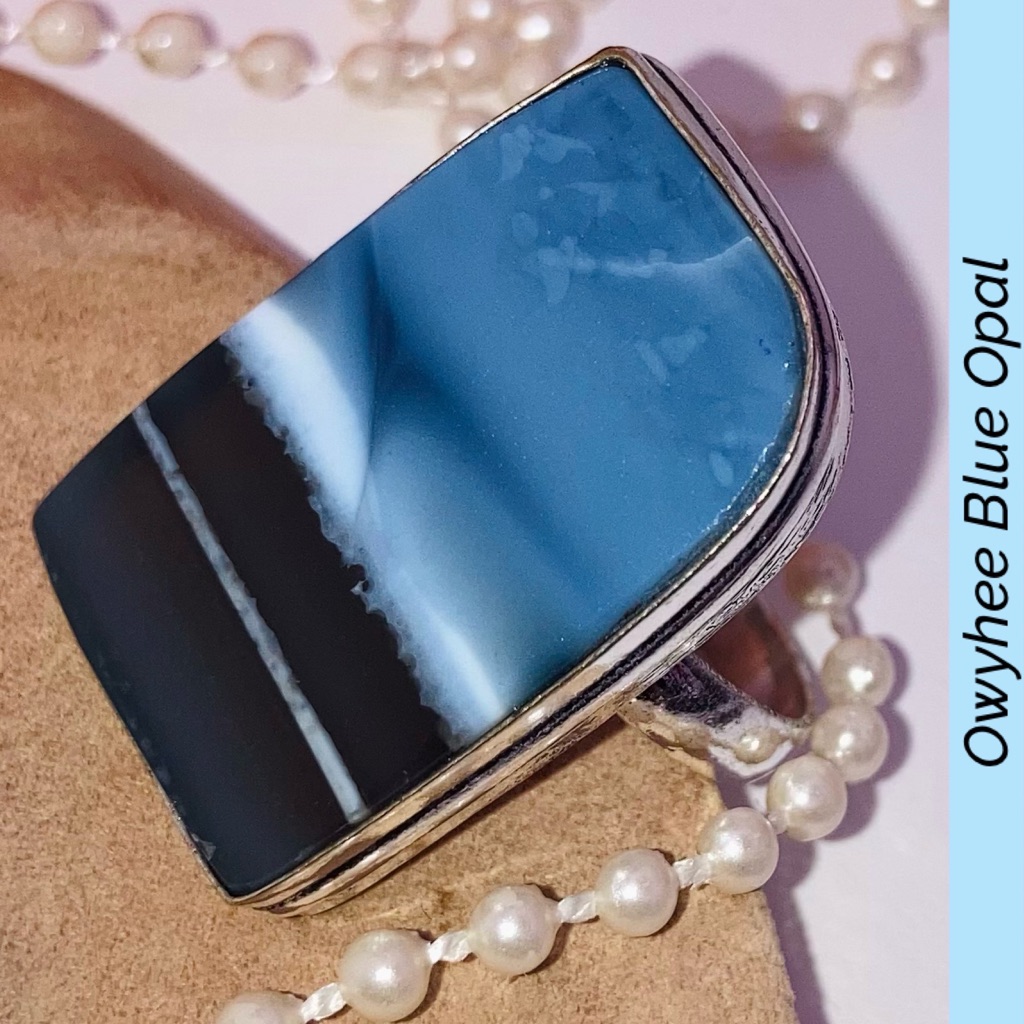 Fine! Owyhee Blue Opal Gemstone Handmade Ring